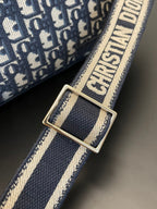 DIOR MEDIUM 28 CAMP BAG IN BLUE OBLIQUE EMBROIDERY