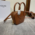 CELINE TRIOMPHE TOP HANDLE BAG 20 IN BRONZE BROWN CALFSKIN