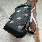 GUCCI TIGER PRINT MEDIUM BACKPACK 43 IN BLACK CANVAS AND LEATHER TRIM