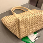 BOTTEGA VENETA SMALL CABAT 32 IN CREAM LAMBSKIN