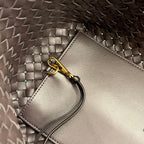 BOTTEGA VENETA SMALL CABAT 32 IN HICKORY BROWN LAMBSKIN