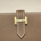 HERMES MINI BEARN WALLET 10.5 ETOUPE EPSOM GOLD HARDWARE