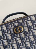 DIOR CARO 18 CAMERA BAG IN BLUE OBLIQUE JACQUARD