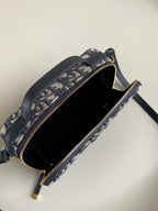 DIOR CARO 18 CAMERA BAG IN BLUE OBLIQUE JACQUARD