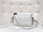 DIOR SMALL CAMP BAG 23 IN WHITE CALFSKIN