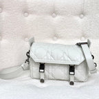 DIOR SMALL CAMP BAG 23 IN WHITE CALFSKIN