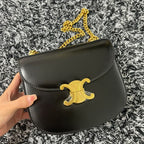 CELINE TRIPHOME 19 SADDLE BAG BLACK CALFSKIN