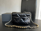 CHANEL 19 FLAP BAG 30 BLACK GOATSKIN RUTHENIUM HARDWARE