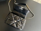 CHANEL 19 FLAP BAG 30 BLACK GOATSKIN RUTHENIUM HARDWARE