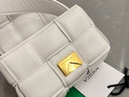 BOTTEGA VENETA MINI CASSETTE 12 IN WHITE LAMBSKIN