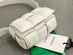 BOTTEGA VENETA MINI CASSETTE 12 IN WHITE LAMBSKIN