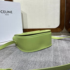 CELINE FOLCO CUIR TRIOMPHE 18 IN INCHWORM GREEN CALFSKIN