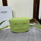 CELINE FOLCO CUIR TRIOMPHE 18 IN INCHWORM GREEN CALFSKIN