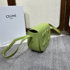 CELINE FOLCO CUIR TRIOMPHE 18 IN INCHWORM GREEN CALFSKIN