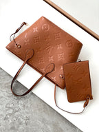 LOUIS VUITTON NEVERFULL MM 32 BROWN MONOGRAM EMPREINTE LEATHER