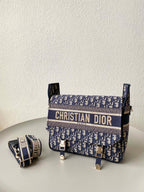 DIOR MEDIUM CAMP BAG 28 OBLIQUE BLUE EMBROIDERY