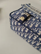 DIOR MEDIUM CAMP BAG 28 OBLIQUE BLUE EMBROIDERY