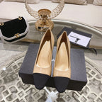 CHANEL pump 6.5 beige black lambskin