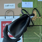 GUCCI HORSEBIT 1955 MEDIUM TOP HANDLE BAG 29 IN BLACK CALFSKIN GOLD HARDWARE