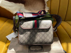 GUCCI OPHIDIA SMALL 23 BAG IN BEIGE AND EBONY SUPREME CANVAS