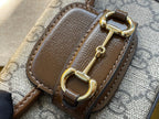 GUCCI 12 HORSEBIT 1955 SUPER MINI BAG BEIGE CANVAS AND EBONY CALFSKIN