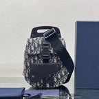 DIOR GALLOP SLING BAG 27 IN BEIGE MIX BLACK OBLIQUE JACQUARD AND CALFSKIN