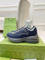 GUCCI RHYTON TRAINER NAVY AND GRAY LAMBSKIN