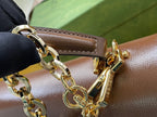 GUCCI HORSEBIT 1955 SMALL 29 BAG BEIGE CANVAS AND LIGHT BROWN CALFSKIN