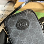 GUCCI MINI BAG 17 IN BLACK CALFSKIN AND CANVAS