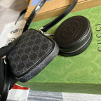 GUCCI MINI BAG 17 IN BLACK CALFSKIN AND CANVAS
