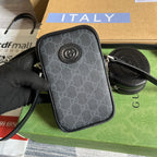 GUCCI MINI BAG 17 IN BLACK CALFSKIN AND CANVAS