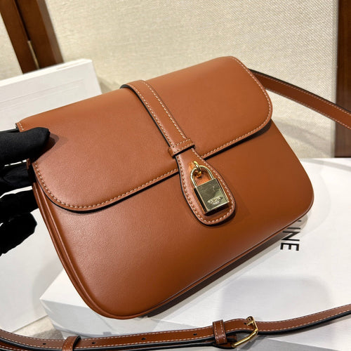 CELINE TABOU FLAP BAG 22 IN BRONZE BROWN SMOOTH CALFSKIN GOLD LOCK