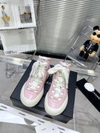 CHANEL CANO ALTO SNEAKER IN BLUSH PINK CALFSKIN AND WHITE RUBBER