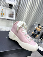 CHANEL CANO ALTO SNEAKER IN BLUSH PINK CALFSKIN AND WHITE RUBBER