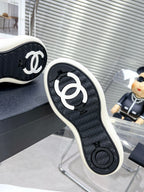 CHANEL CANO ALTO SNEAKER IN BLUSH PINK CALFSKIN AND WHITE RUBBER