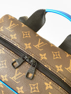 LOUIS VUITTON DEAN BACKPACK 42 IN BLUE AND BROWN MONOGRAM CANVAS