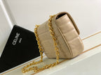 CELINE MONOCHROME 24 QUILTED BEIGE CREAM LAMBSKIN CHAIN SHOUDER BAG