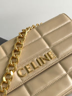 CELINE MONOCHROME 24 QUILTED BEIGE CREAM LAMBSKIN CHAIN SHOUDER BAG