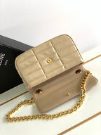 CELINE MONOCHROME 24 QUILTED BEIGE CREAM LAMBSKIN CHAIN SHOUDER BAG
