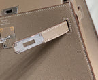 HERMES KELLY 28CM IN ETOUPE EPSOM CALFSKIN SLIVER HARDWARE