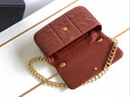 CELINE MONOCHROME 24 QUILTED CHERRY RED LAMBSKIN CHAIN SHOUDER BAG