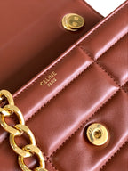 CELINE MONOCHROME 24 QUILTED CHERRY RED LAMBSKIN CHAIN SHOUDER BAG