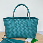 BOTTEGA VENETA SMALL CABAT 32 IN TEAL BLUE LAMBSKIN
