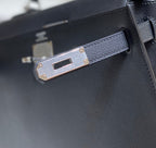 HERMES KELLY 28CM IN NOIR EPSOM CALFSKIN SILVER HARDWARE