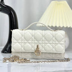 DIOR LADY 21 CHAIN BAG IN WHITE LAMBSKIN