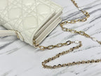 DIOR LADY 21 CHAIN BAG IN WHITE LAMBSKIN