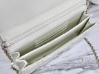 DIOR LADY 21 CHAIN BAG IN WHITE LAMBSKIN