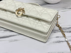 DIOR LADY 21 CHAIN BAG IN WHITE LAMBSKIN