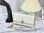 DIOR LADY 21 CHAIN BAG IN WHITE LAMBSKIN