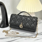 DIOR LADY CHAIN BAG 21 IN BLACK LAMBSKIN